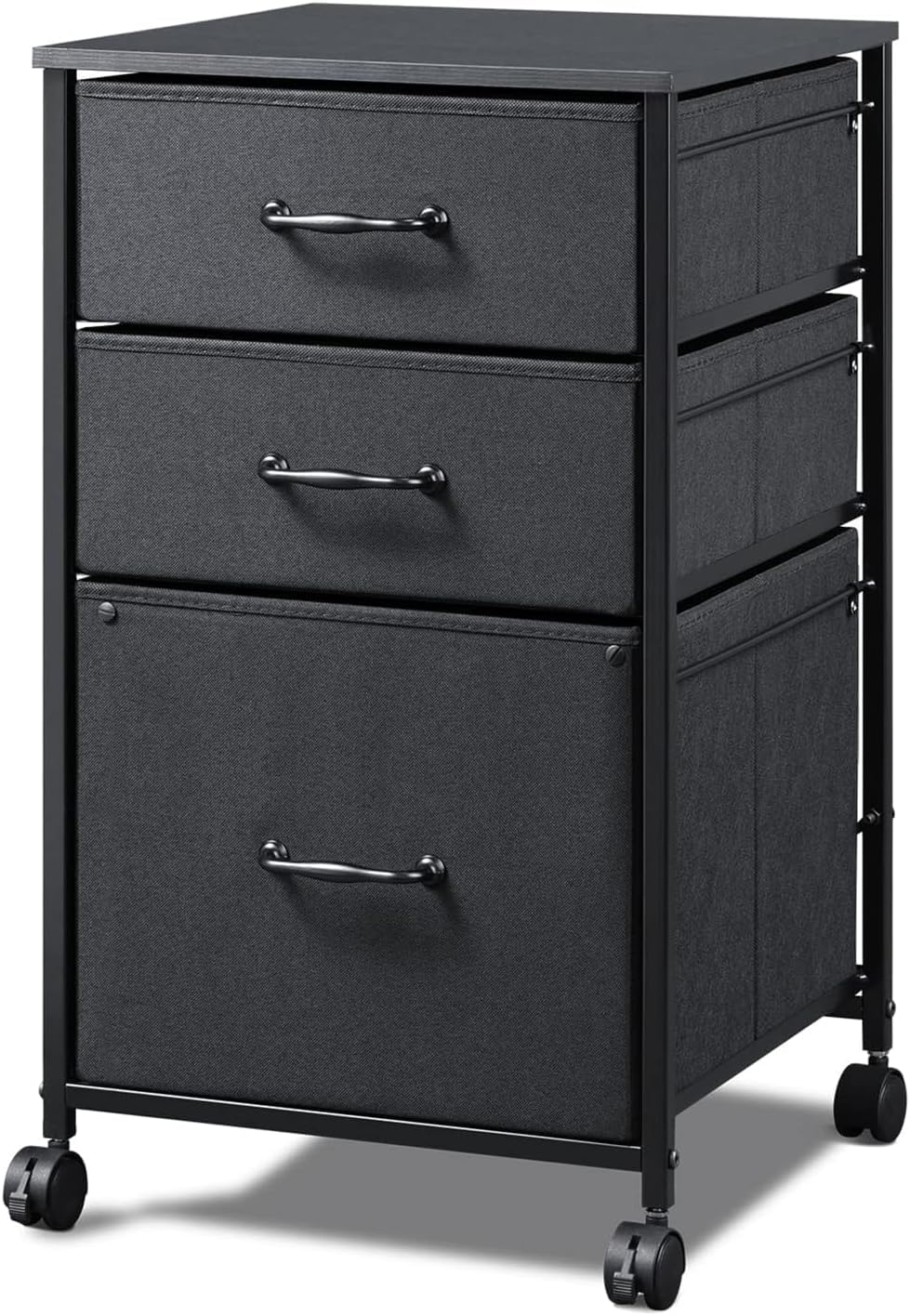 DEVAISE Mobile File Cabinet, Rolling Printer Stand with 3 Drawers, Fabric Vertical Filing Cabinet fits A4 or Letter Size for Hom