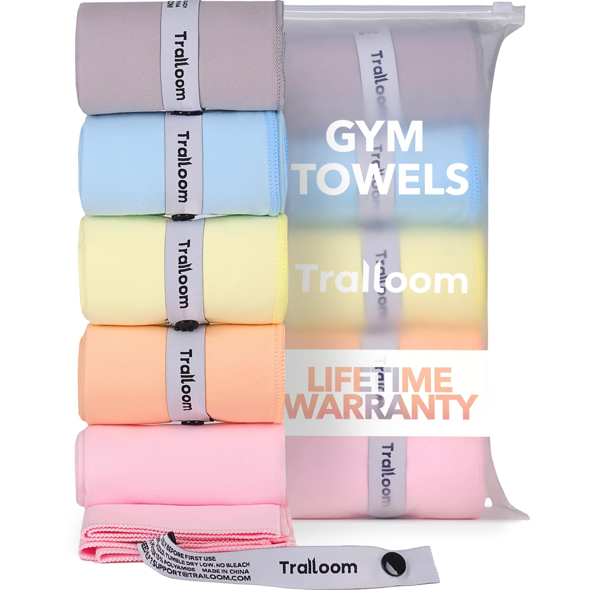 Trailoom Microfiber Workout Towels - Quick Dry, Highly Absorbing, Odor-Free, for Women & Men - Gym Sweat Sports Towel for Hot Yo