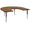 Flash Furniture Wren 60''W x 66''L Horseshoe Grey Thermal Laminate Activity Table - Height Adjustable Short Legs