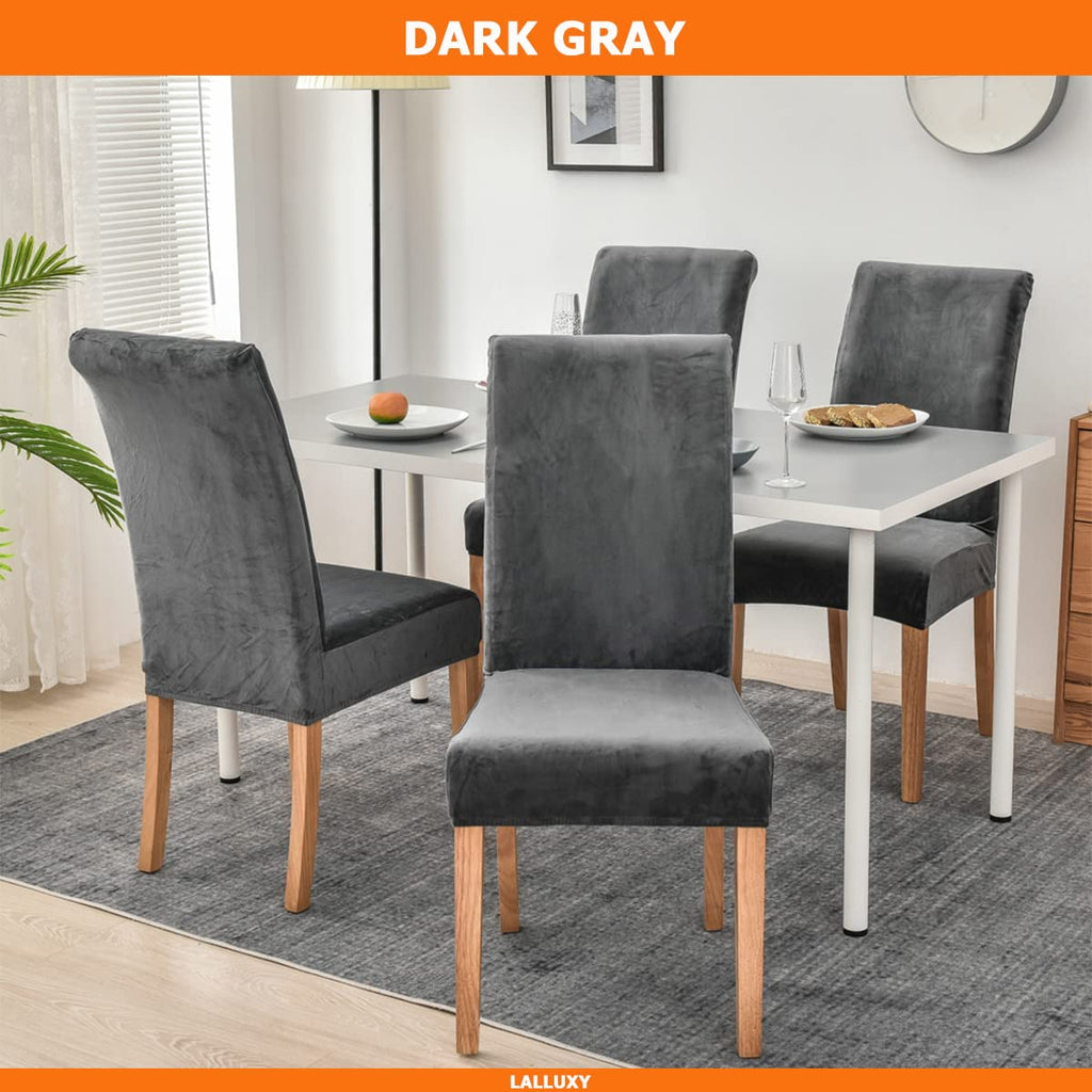 Lalluxy Velvet Chair Slipcovers For Dining Room Stretchy Super Soft Parson Chair Seat Covers Chair Protectors For Party Pet Prot