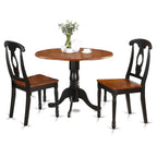 East West Furniture Dublin 3 Piece Set Contains a Round Dining Table with Dropleaf and 2 Kitchen Chairs, 42x42 Inch, Black & Cherry