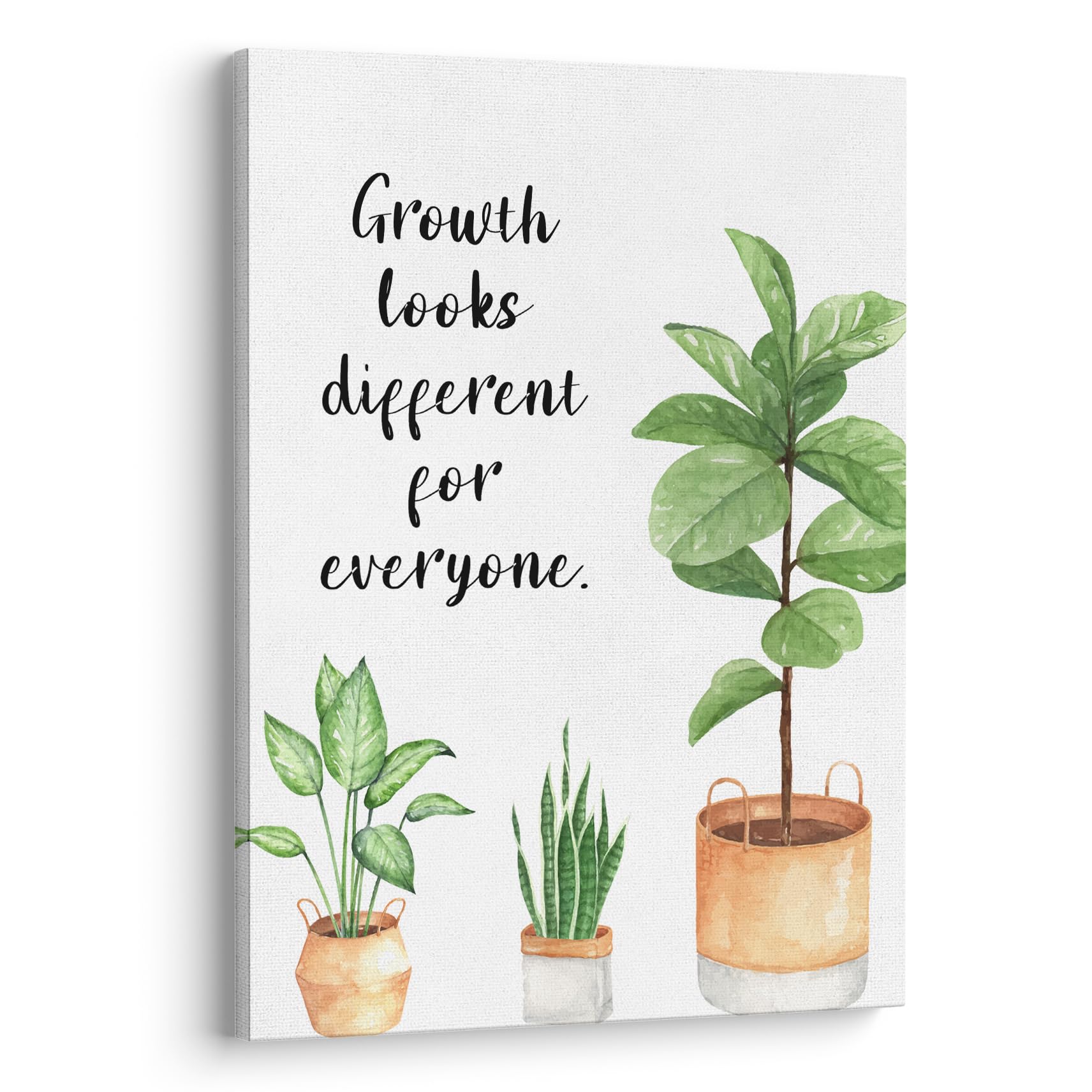 XWELLDAN Growth Looks Different for Everyone Mental Health Growth Mindset Wall Art Canvas Prints,Potted Plant Wall Art Decor for