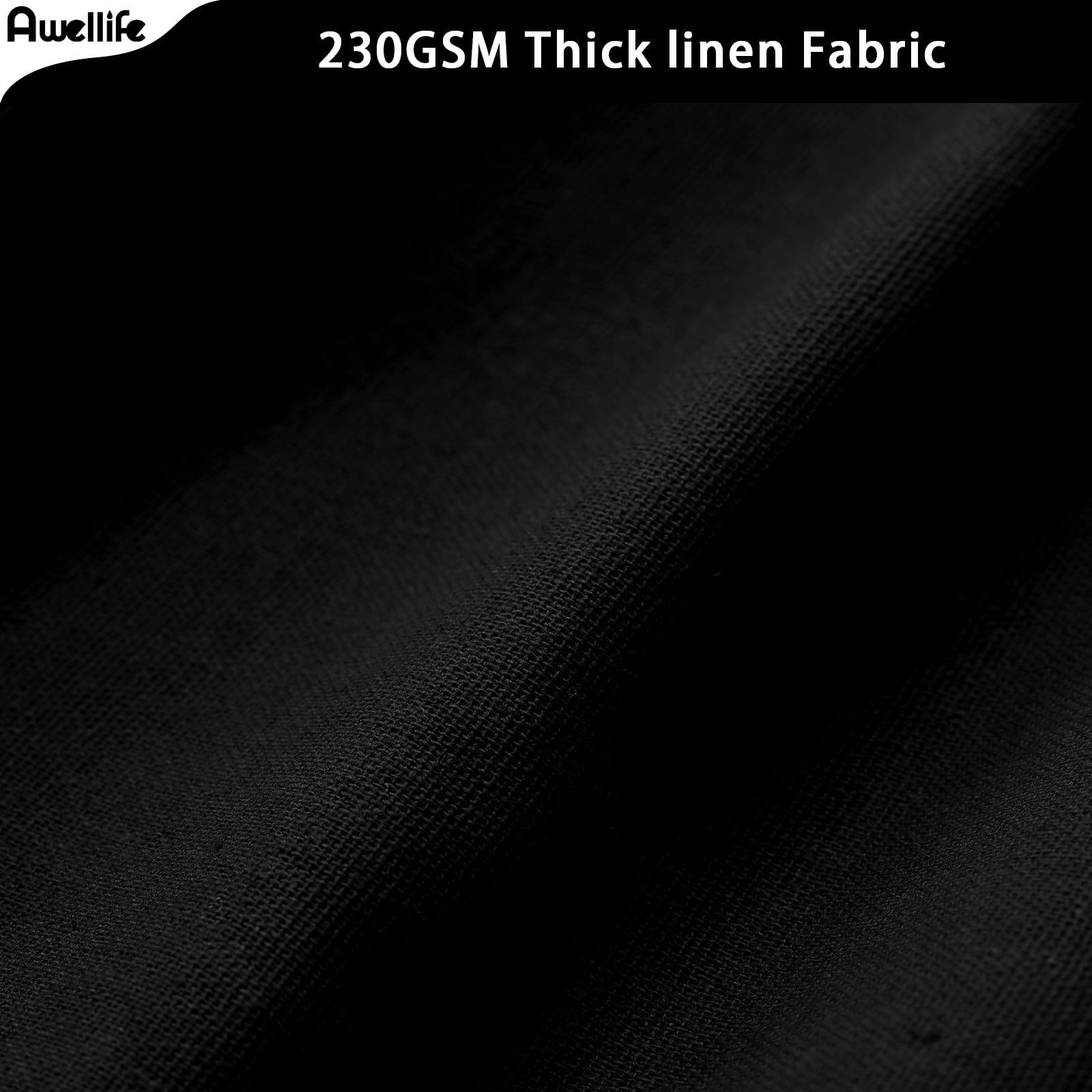 Awellife Linen Button Farmhouse Beige Shower Curtain,Linen And Cotton Woven Fabric,Pleated Brown Stripe,Country Style (Black & Cream, 78' L X 72' W)