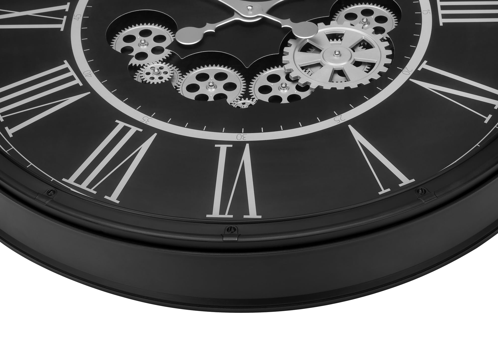 Monarch Specialties I 9032 Clocks, 30' Round, Gear Mechanism, Large Oversized, Wall Clock, Black, Transitional