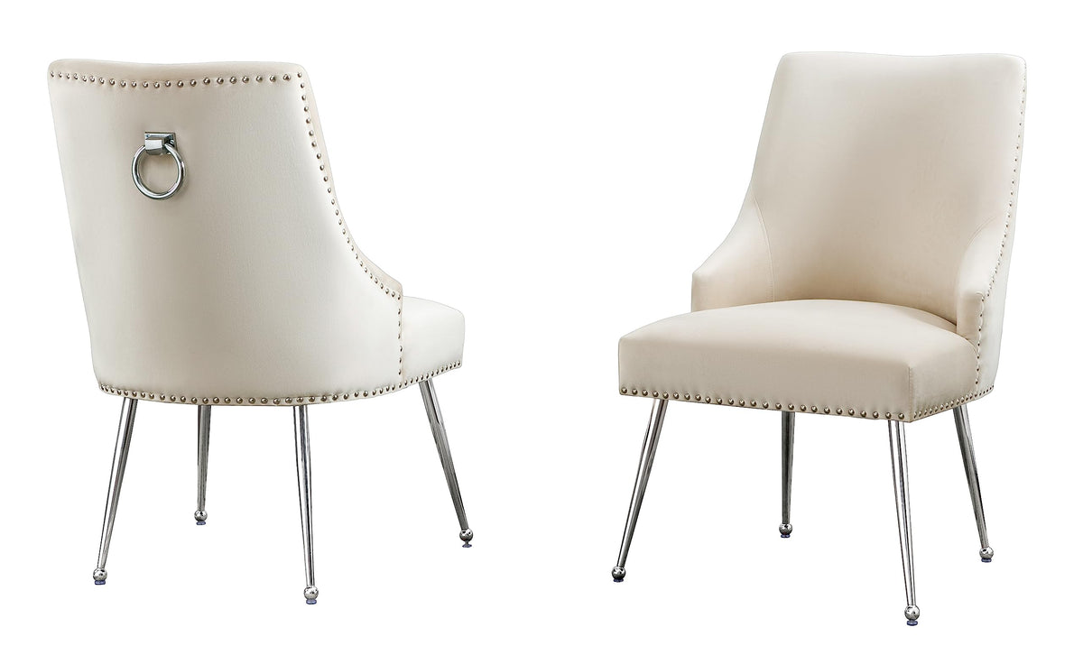 Best Quality Furniture Velvet Upholstered Side Chair With Chrome Iron (Set Of 2)