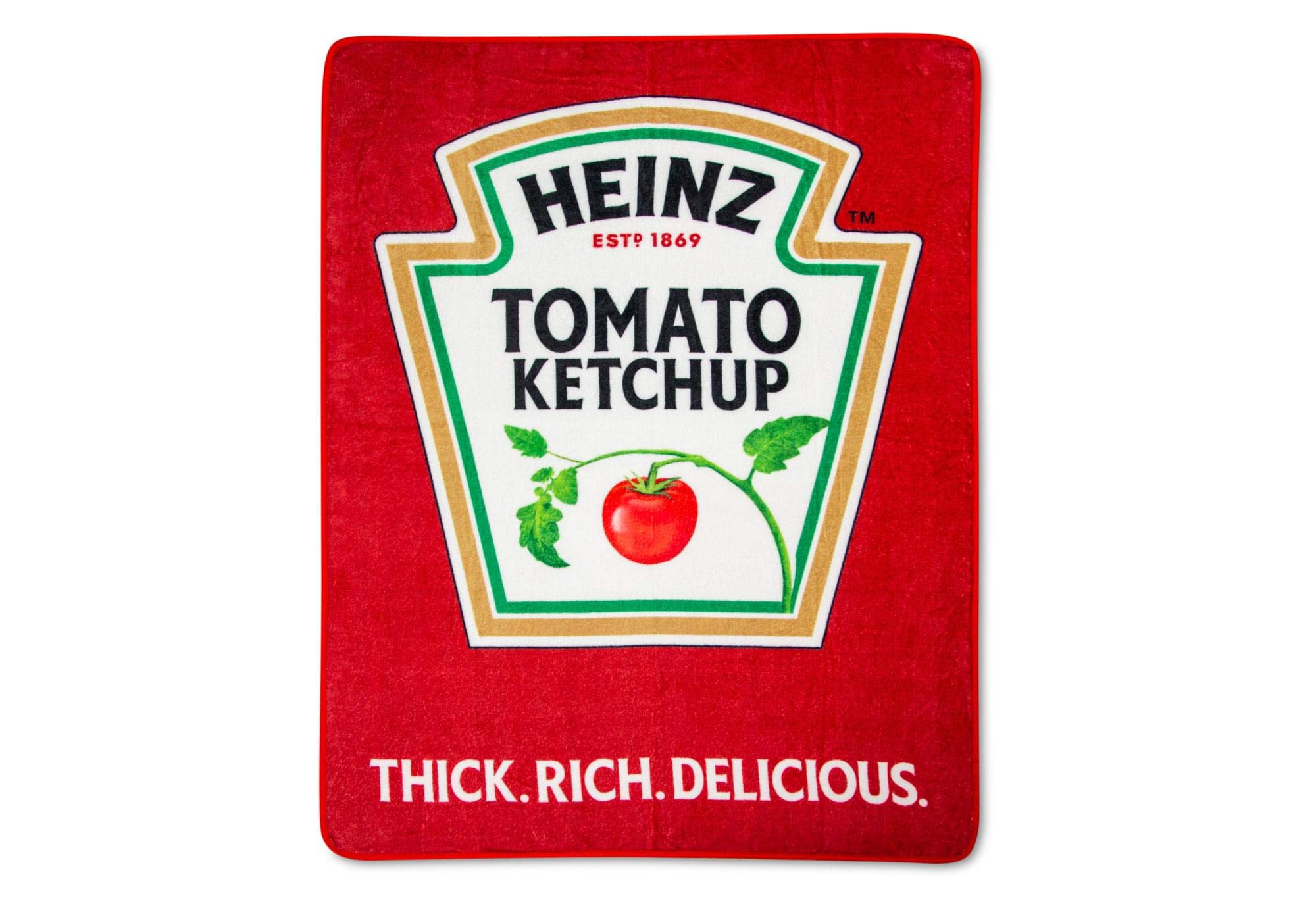 Heinz Ketchup Logo Plush Throw Blanket | Cozy Sherpa Wrap Covering For Sofa, Bed | Super Soft Lightweight Fleece Blanket | Geeky