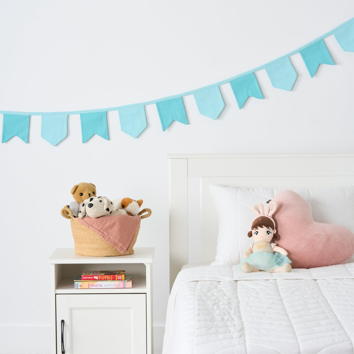 KITES CREATIONS 100% Cotton Cloth Bunting Flag for Kids Room/Party Banner Decoration / 12 pcs Flag/Machine Washable/Color  Baby