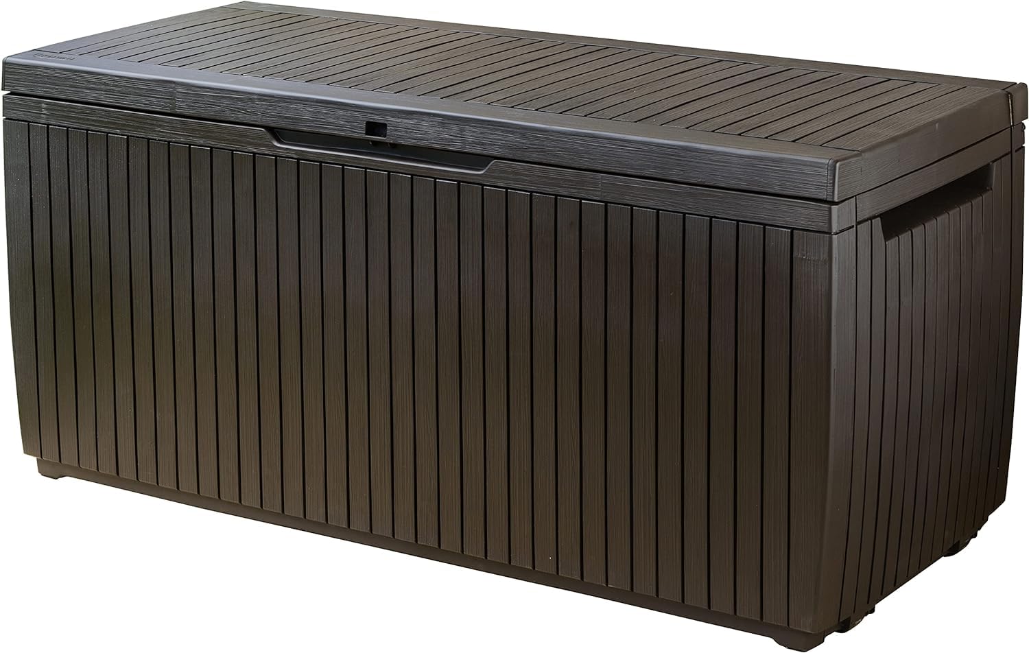 Keter Cushion Box, Rainproof, Balcony Springwood Cushion Storage Box, Brown, 123 X 53.5 X 57 Cm, 305 L, 17202488
