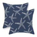 Navy Blue Starfish Pillow Covers 18X18 Inch Set Of 2 Coastal Throw Pillows Summer Nautical Ocean Theme Decorations Beach Pillowc