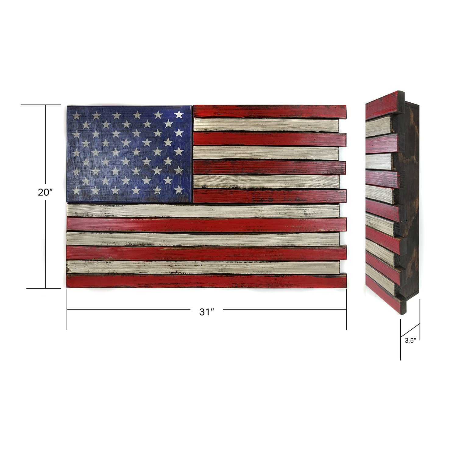 American Furniture Classics Model Small2Comp Small American Flag Wall Hanging Gun Concealment With Two Secret Compartments
