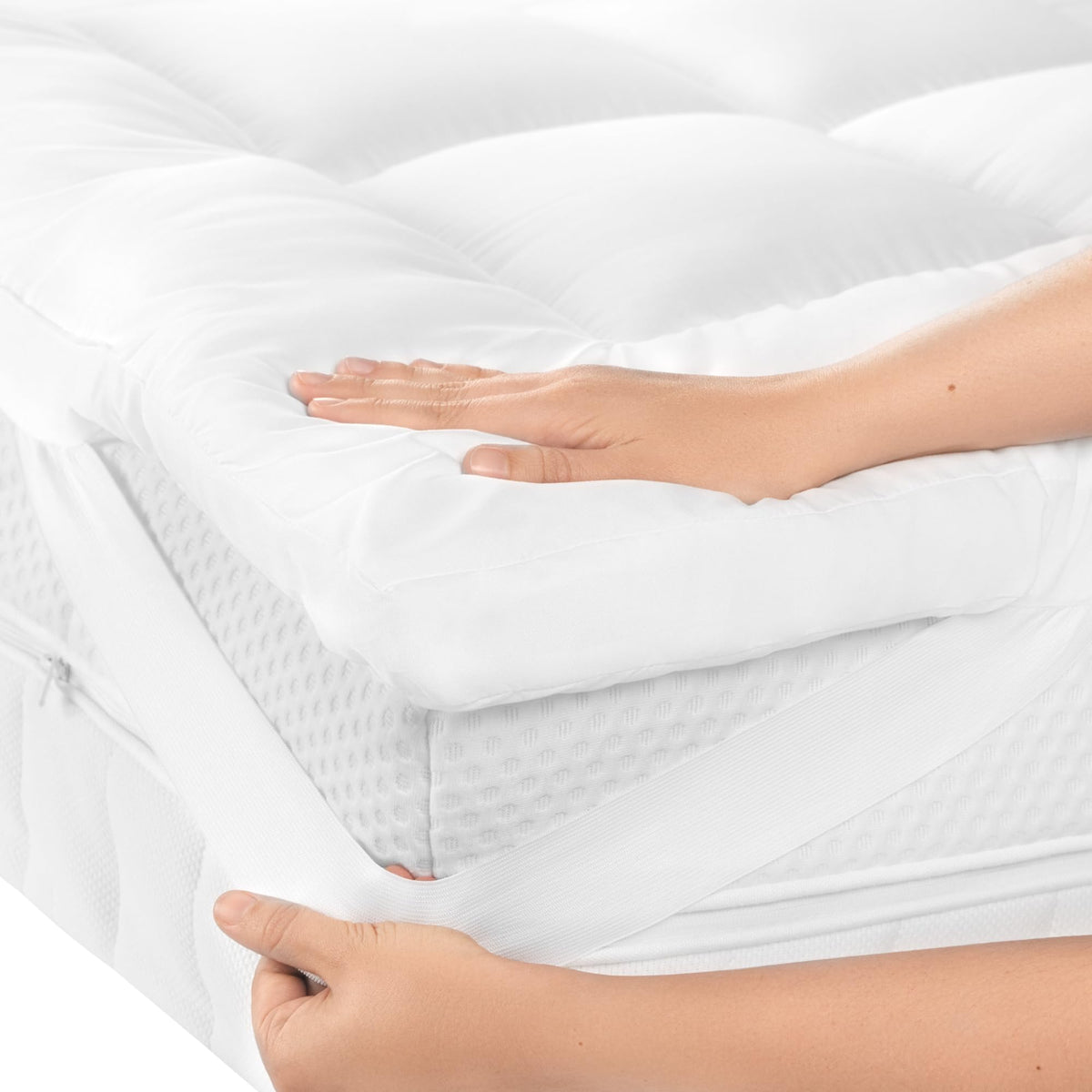 Niagara 2 Inch Full Mattress Topper - Cooling Breathable Pillow Top Mattress Pad For Back Pain Relief - Deep Pocket Topper Fits