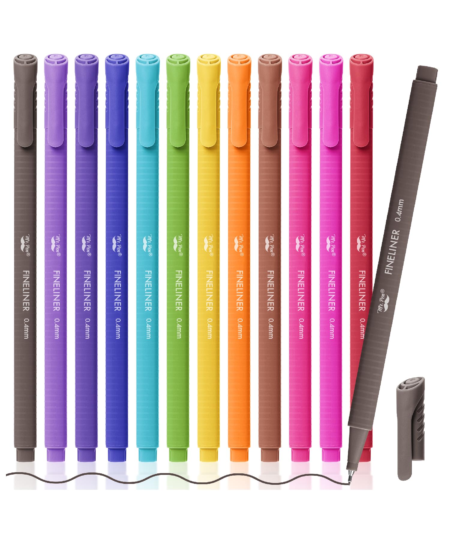 Mr. Pen- Fineliner Pens Colored, 12 Pack, Ergonomic Triangular Colorful Barrels, 0.4Mm Fine Liner Pens