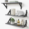 Forbena Grey Floating Shelves for Wall Decor Set of 3, Wall Book Shelves for Bedroom Kids Room Nursery Office, Wall Mounted Shel