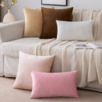 Emema Pack Of 2 Velvet Pillow Covers Decorative Square Pillowcase Soft Solid Cushion Case For Sofa Bedroom Car 16X16 Inch Pink