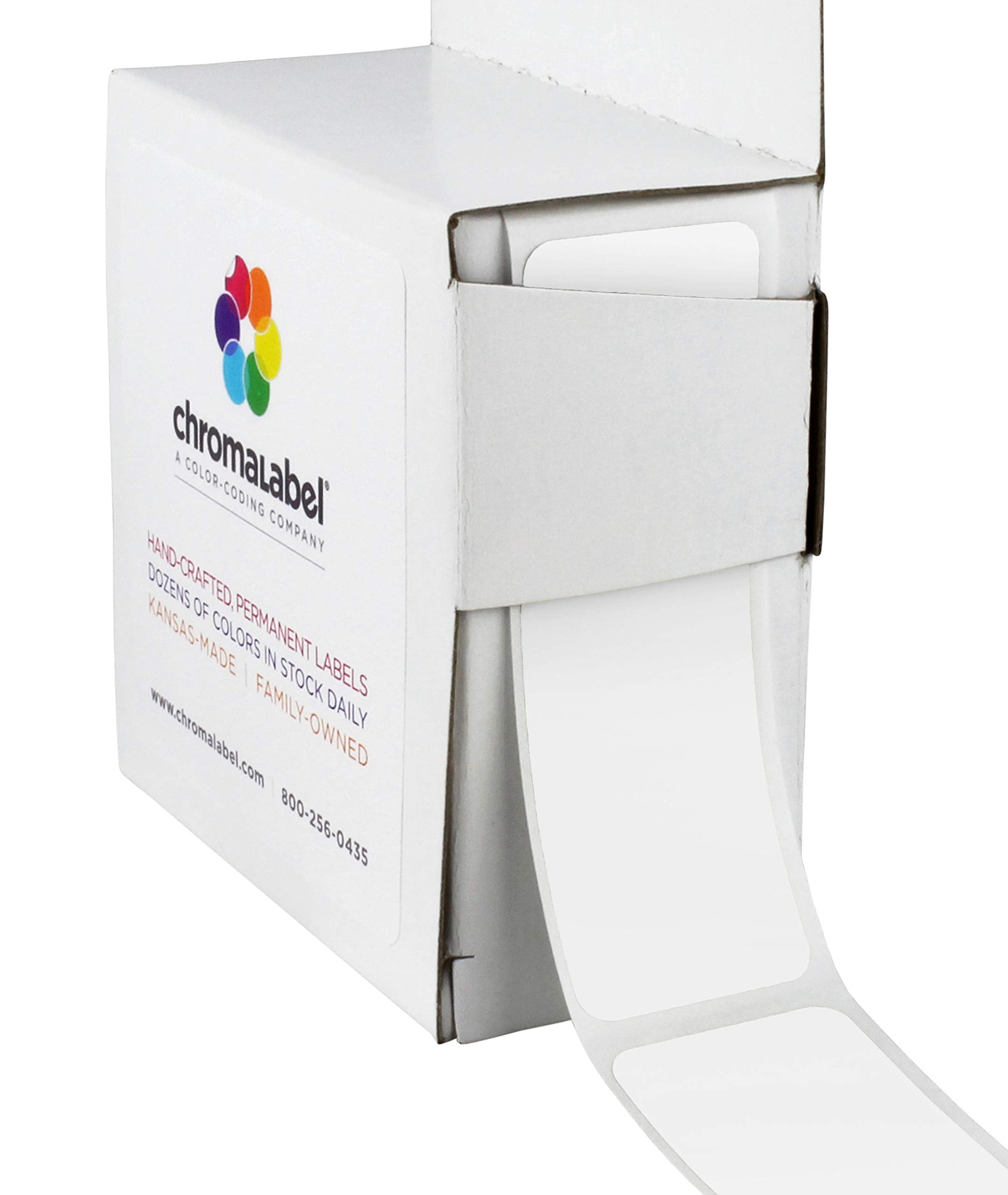 Chromalabel 1 X 3 Inch All Purpose Permanent Color Code Rectangle Labels, 250 Labels Per Dispenser Box, White