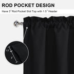 Dwcn Black Valance Curtains For Living Room, Kitchen Valance For Windows, Rod Pocket Bathroom/Basement Window Curtains - 1 Panel