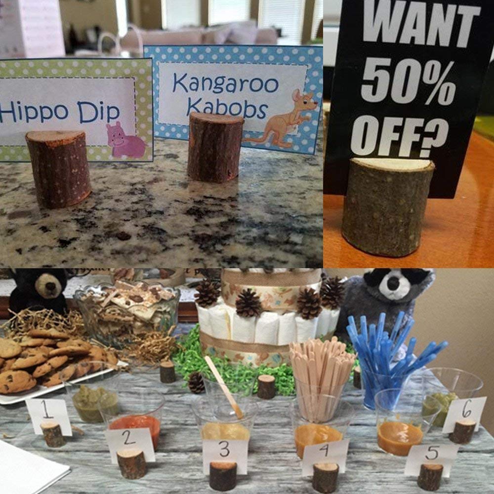 Rustic Wood Table Numbers Holder Wood Place Card Holder Party Wedding Table Name Card Holder Memo Note Card (20Pcs)