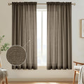 Melodieux Brown Semi Sheer Curtains 72 Inches Long for Bedroom, Living Room Linen Look Privacy Window Rod Pocket Sheer Drapes, 5