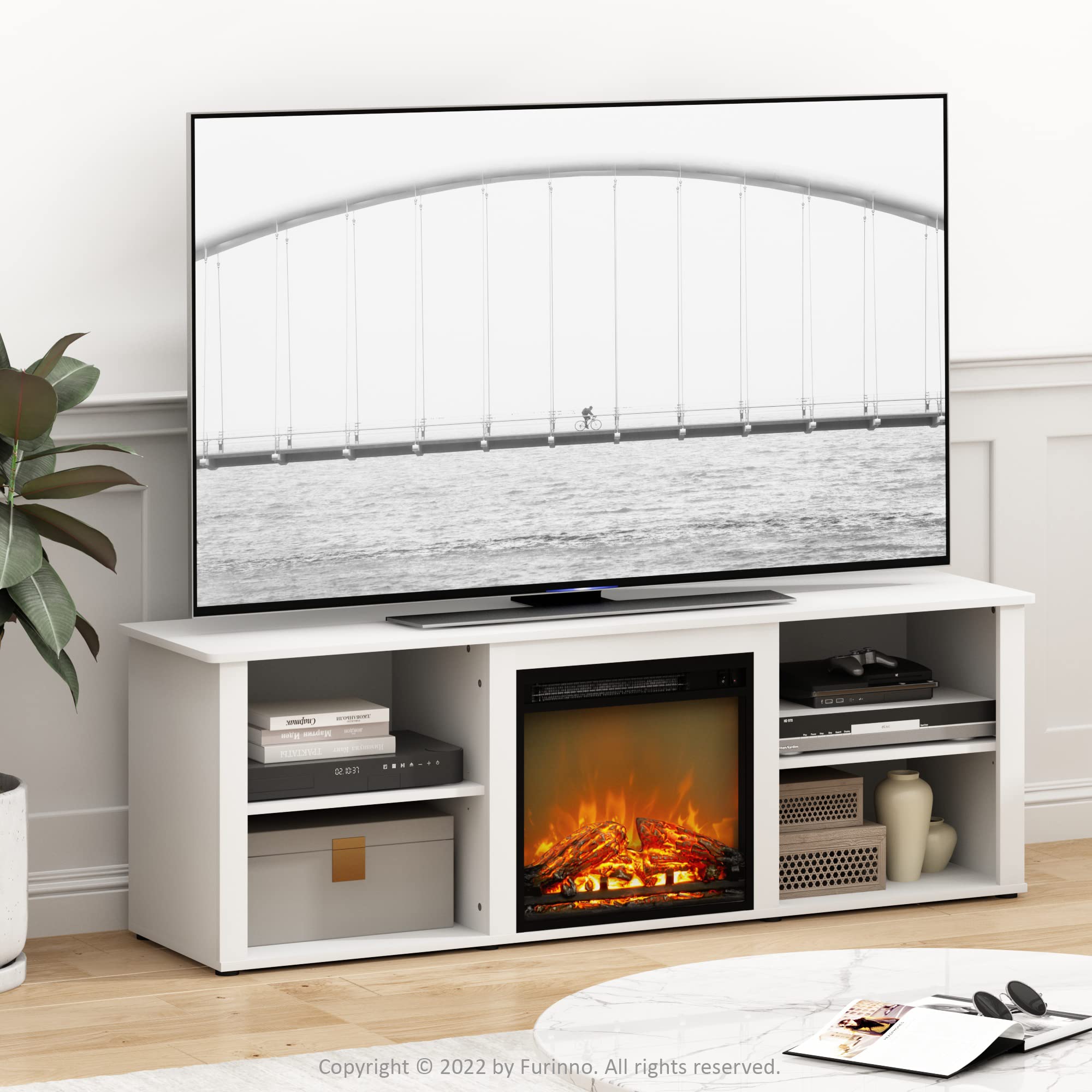 Furinno Classic 60 Inch Tv Stand With Fireplace