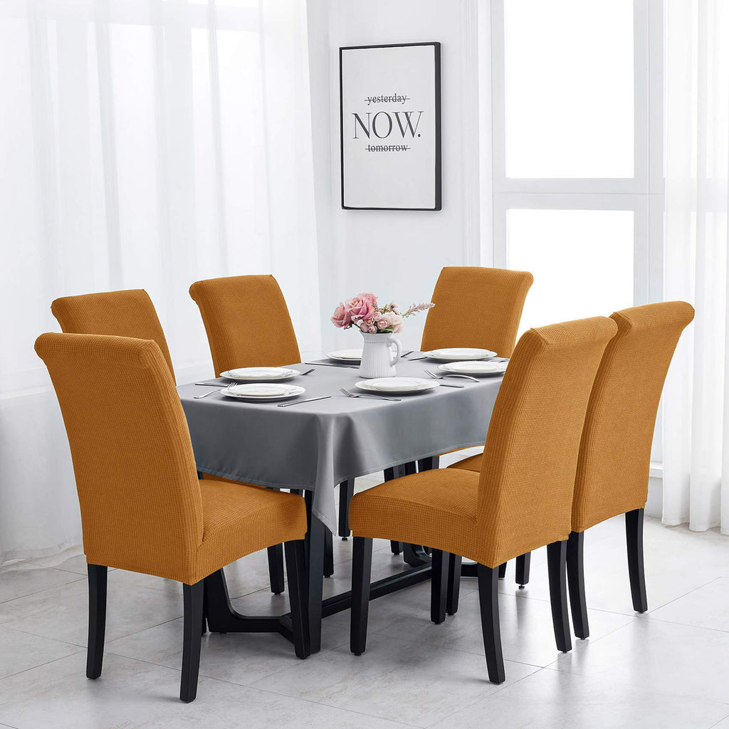 Joccun Chair Covers For Dining Room Set Of 2,Water Repellent Dining Chair Slipcovers Stretch Dining Room Chair Covers Seat Protector,Washable Parsons Chair Cover For Home,Hotel,Banquet(Gold,2 Pack)
