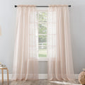 No. 918 Erica Crushed Sheer Voile Rod Pocket Curtain Panel, 51 x 84, Whisper Pink