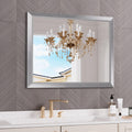 Amorho 40x32 Inch Bathroom Mirror Silver, Thick Metal Framed Wall Mirrors for Over Sink, Brushed Nickel Mirror Perfect for Bedro