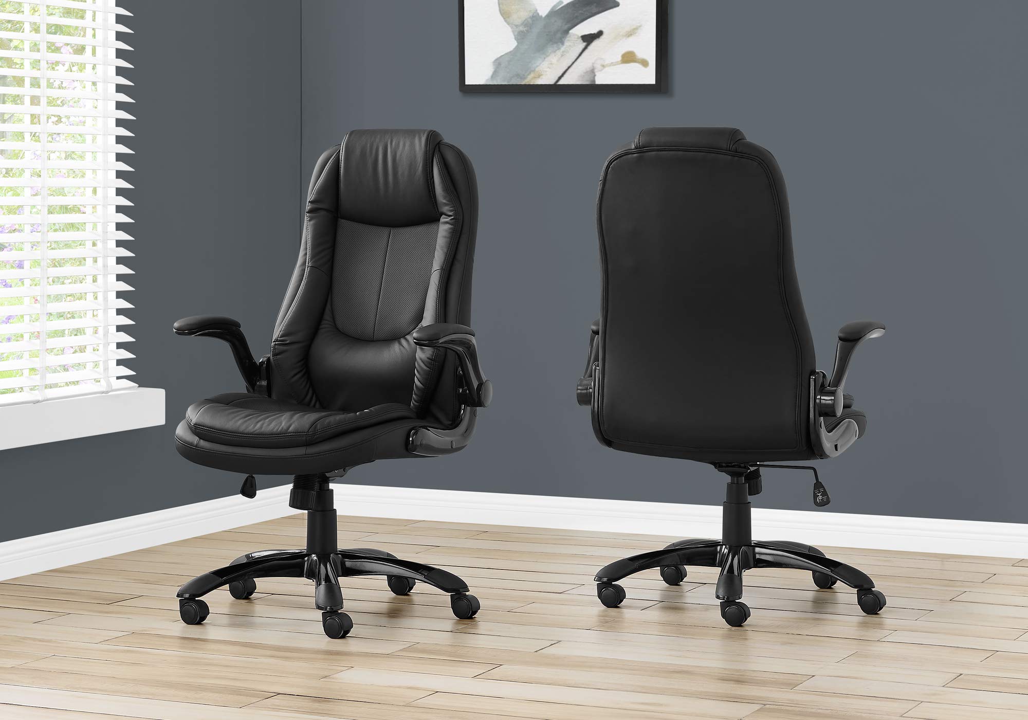 Set Of 2 Black Contemporary Upholstered Office Chairs 49&quot;
