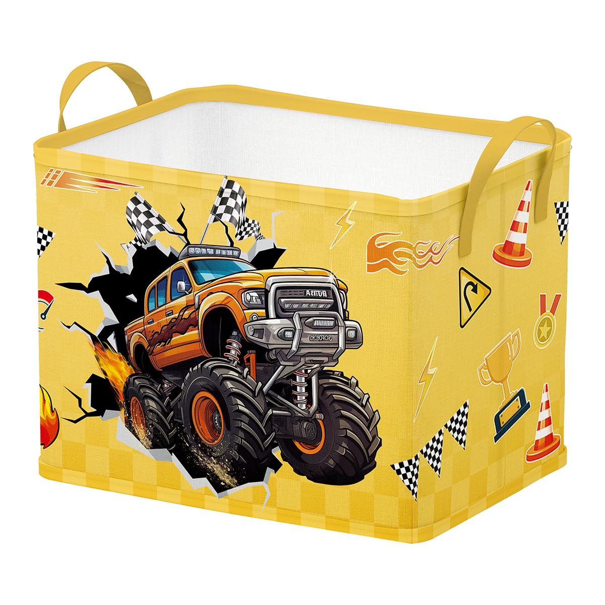 Runtoo Monster Truck Nursery Decor Baby Basket Racing Car Baby Shower Decorations Gift Basket Toddler Toy Box Laundry Hamper Clo