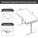 SHW Electric Height Adjustable Desk OD-92C-W Engineered Wood White 48 Inch