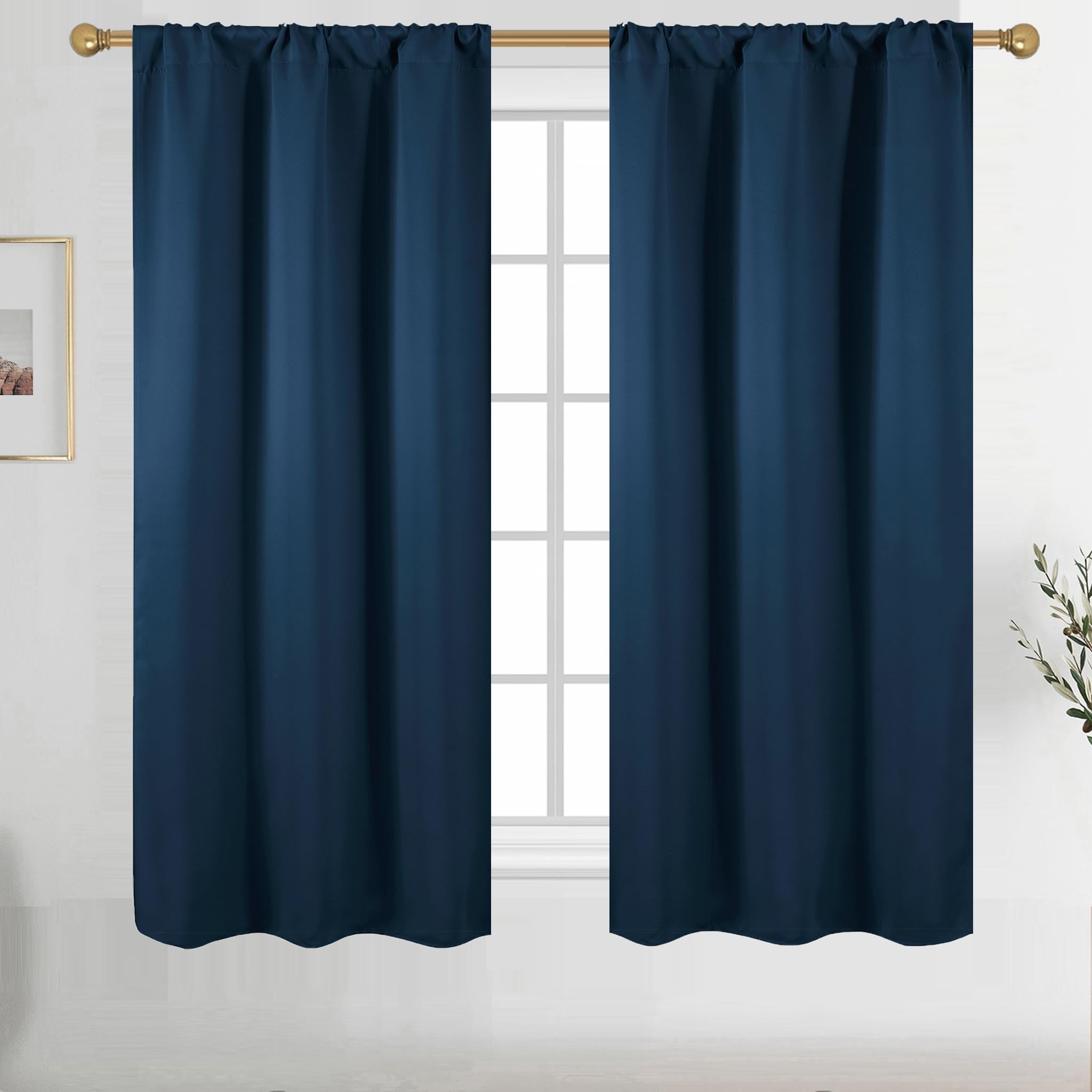 Diraysid Navy Blue Blackout Curtains For Bedroom And Living Room Thermal Insulated Room Darkening Curtains Drapes, 38 X 54, 2 Pa