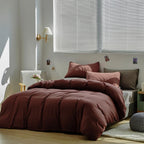 Karever Brick Red Comforter Set Twin Clay Color Bedding Set Women 3 Pieces Brown Marsala Color Blanket Set Solid Brick Red Comfo