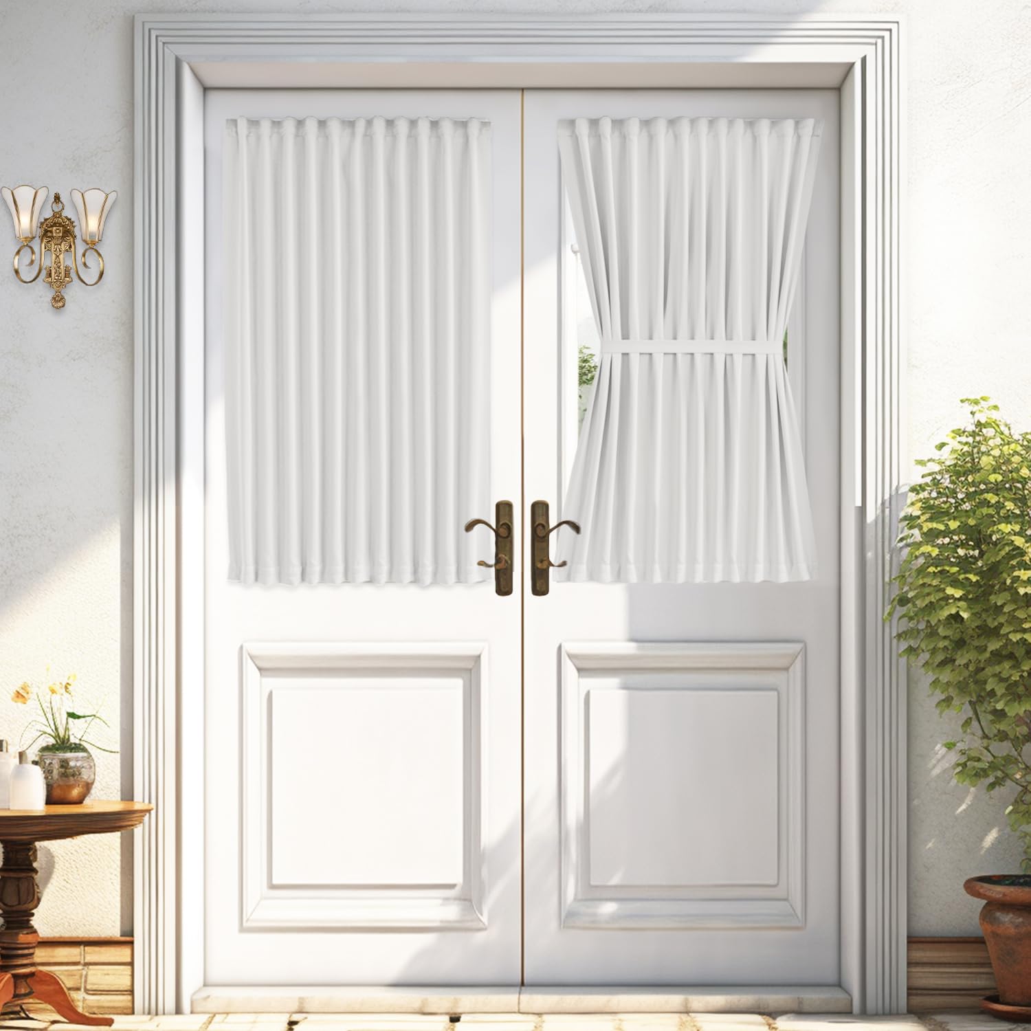 Vatge 50% Sunlight Blocking Curtains for French Doors - Rod Pocket Fonr Door Curtain Panel for Door Window, 1 Panel, W54 x L40, 