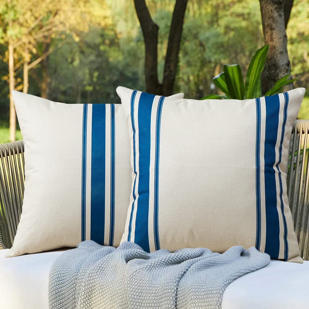 Otostar Pack Of 2 Outdoor Throw Pillow Covers 18X18 Inch Waterproof Decorative Pillow Covers Square Geometry Pillowcase Cushions