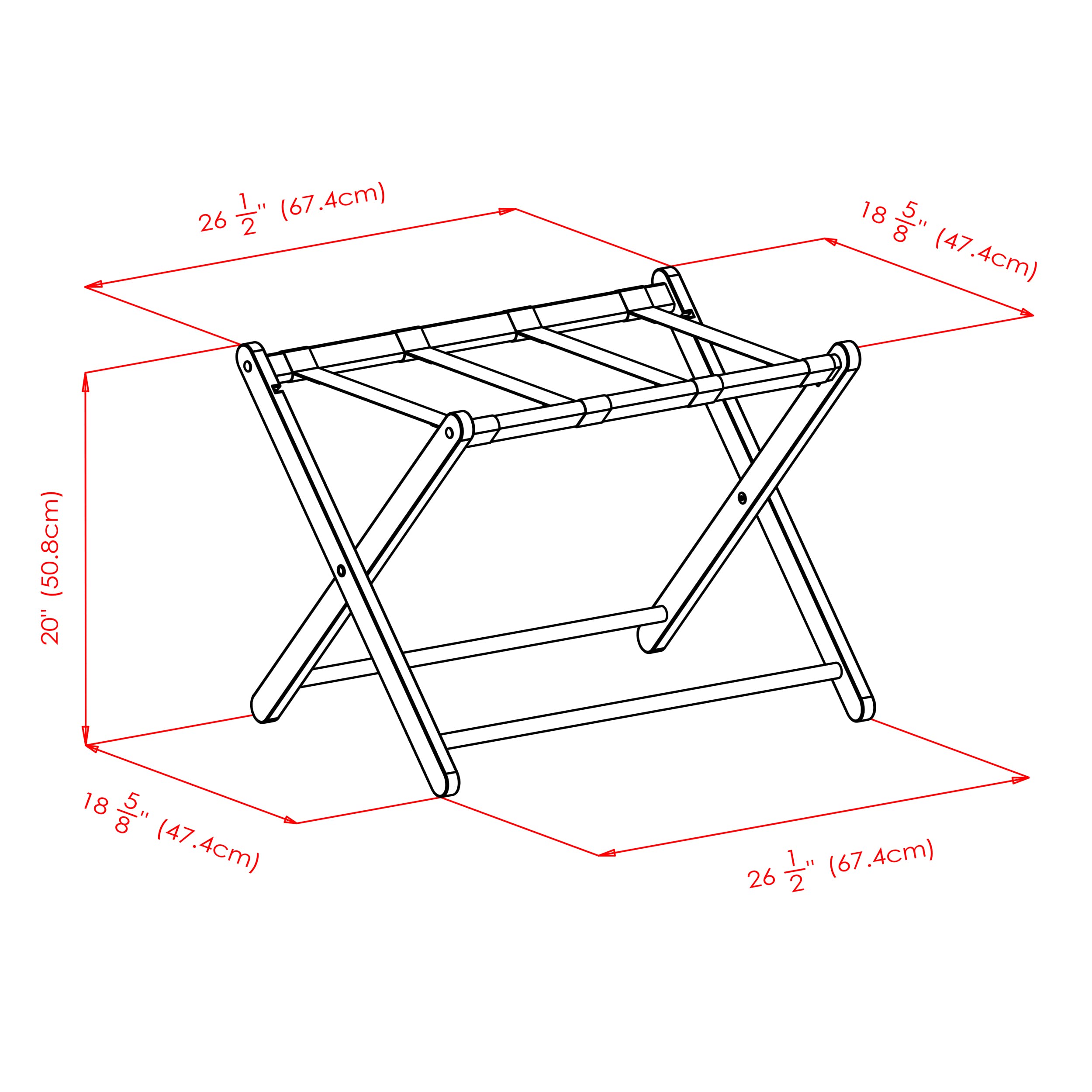 Winsome Dora Luggage Rack With Removable Fabric Basket