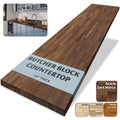 Howizz 4Ft L X 25In Dark Walnut Stained Acacia Butcher Block Countertop, Walnut Prefinished Solid Wood Butcher Block Table Top F