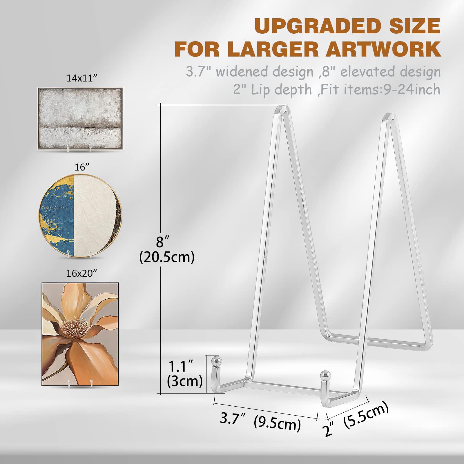 Plate Holder Easel Display Stand - 8 Inch Metal Plate Stands For Display - Tabletop Picture Stand - Silver Iron Easels For Displ