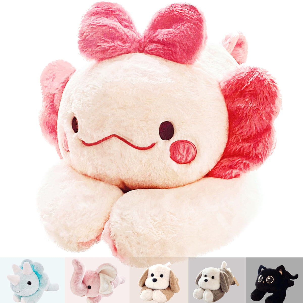 Uoozii 21'  4 Pounds Pink Axolotl Weighted Stuffed Animals With Unscented Microwave Heating Pad Inside, Cute Coolable Heatable
