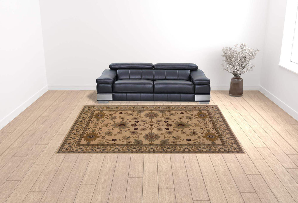 HomeRoots 508232 10 x 13 ft. Ivory Oriental Power Loom Stain Resistant Rectangle Area Rug