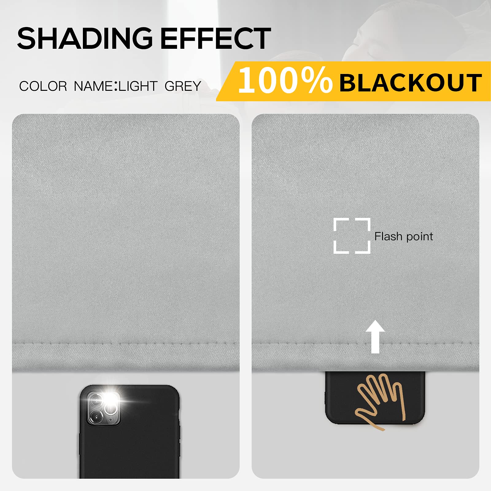 Grey Full Shade Curtain Panels, Thermal Insulated & Energy Efficiency Window Draperies For Guest Room, Full Blackout Curtains &