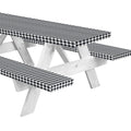 Inpro 8Ft Fitted Picnic Table Cover With Bench Covers. Outdoor Picnic Tablecloth Waterproof, Reusable Camping, Rv Accessories And Travel Essentials. Black Checkered Vinyl Tablecloth With Elastic Edges