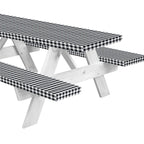 Inpro 8Ft Fitted Picnic Table Cover With Bench Covers. Outdoor Picnic Tablecloth Waterproof, Reusable Camping, Rv Accessories And Travel Essentials. Black Checkered Vinyl Tablecloth With Elastic Edges