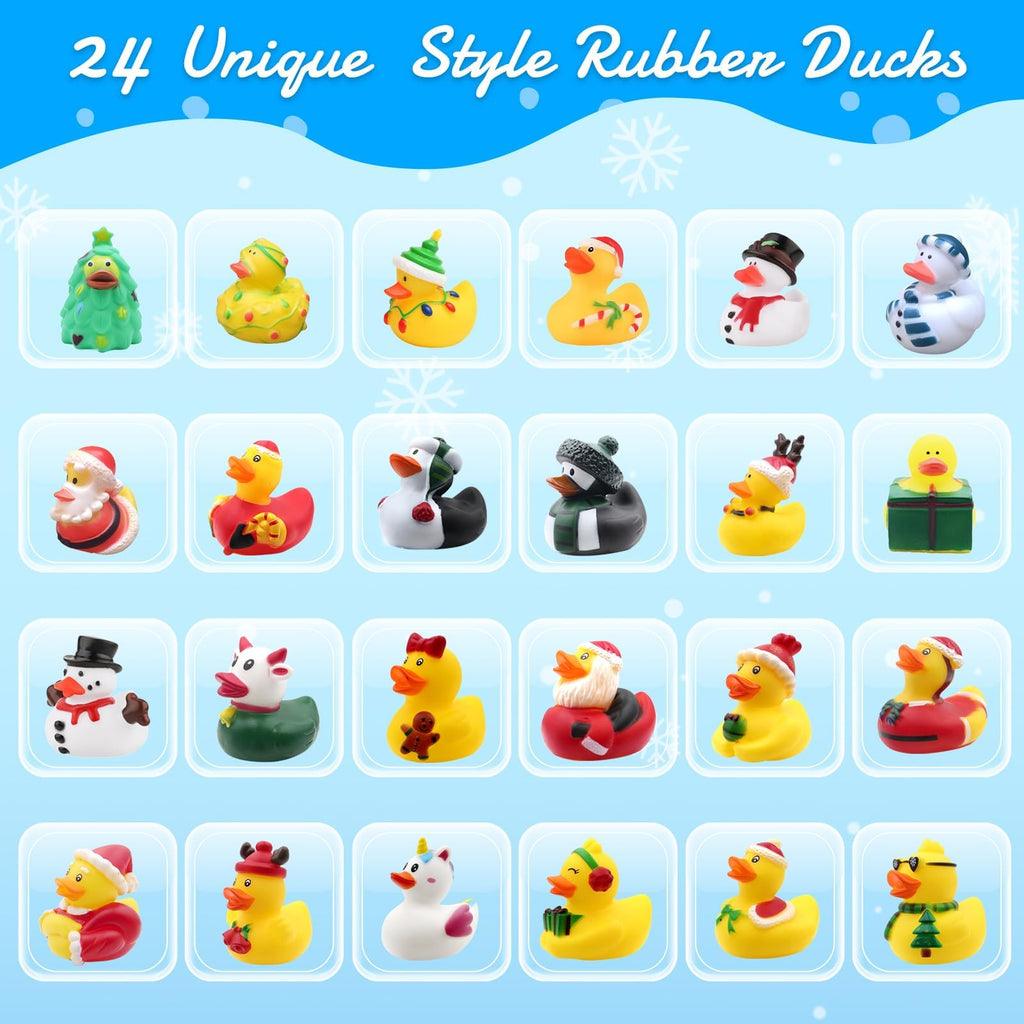 Hbydo Christmas Rubber Duck Advent Calendar 2024,Christmas Countdown Blind Box With 24 Bath Duck Toys,Christmas Decoration Party