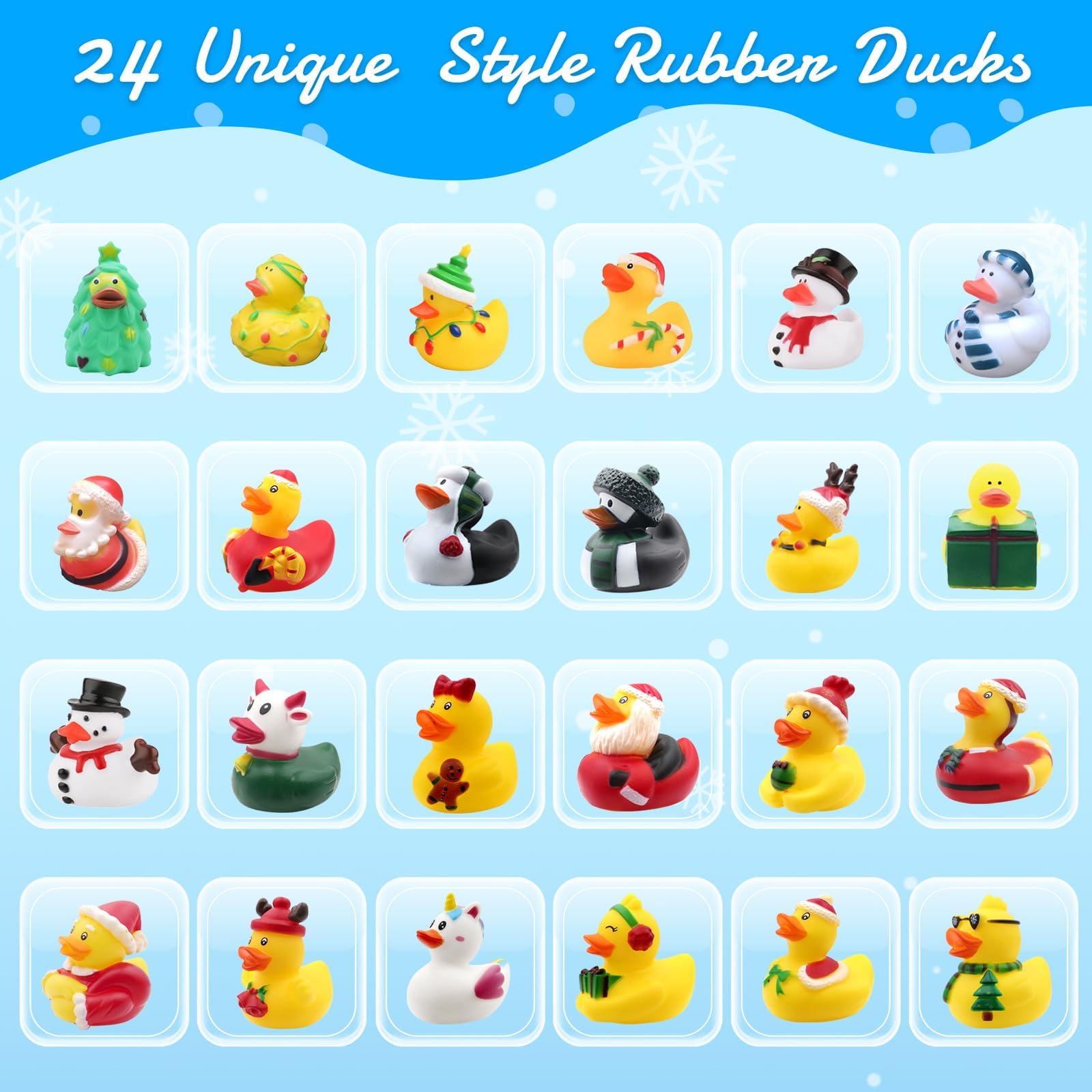 Hbydo Christmas Rubber Duck Advent Calendar 2024,Christmas Countdown Blind Box With 24 Bath Duck Toys,Christmas Decoration Party