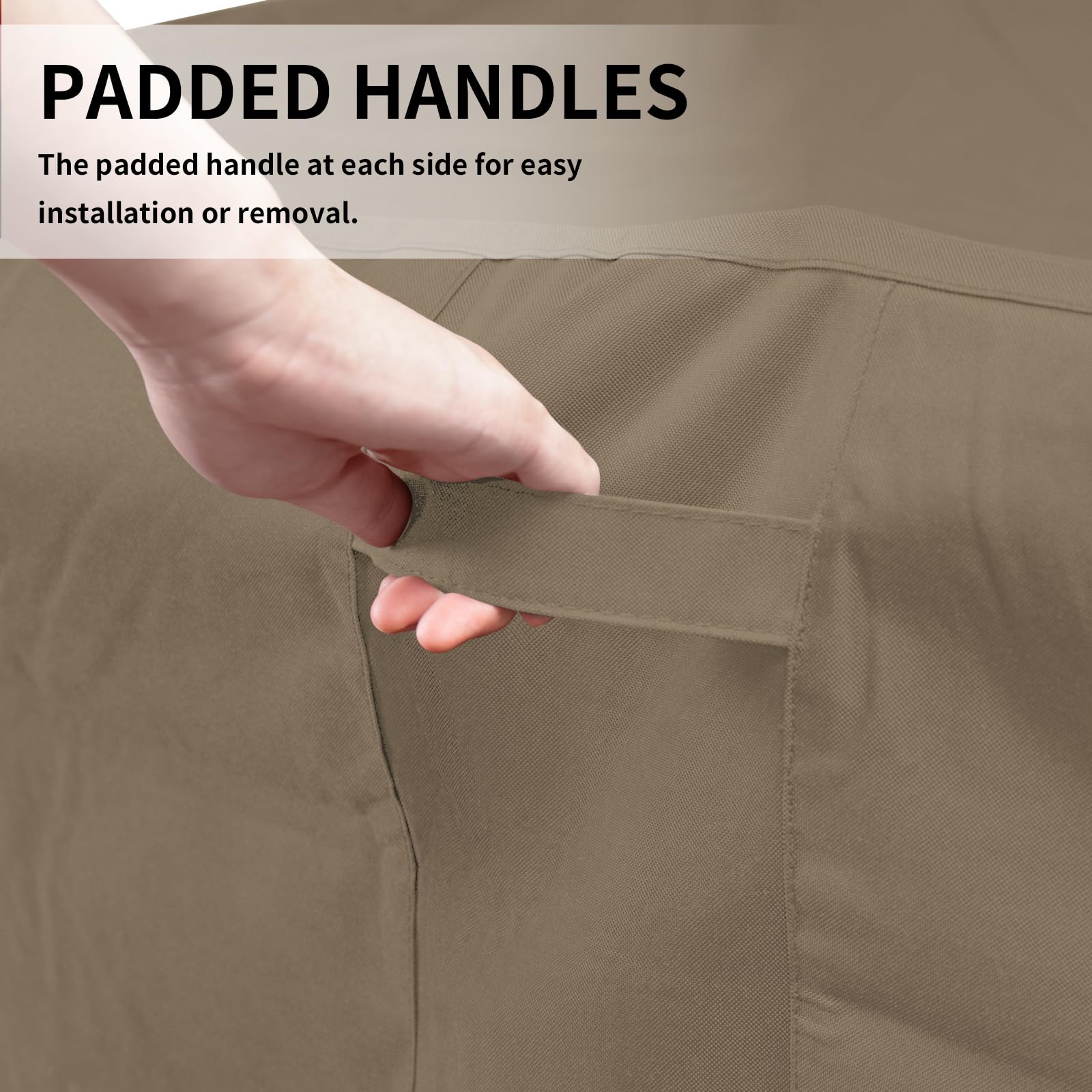 Easy-Going 600D Heavy Duty Patio Furniture Cover, Outdoor Square Table And Chair Set Cover, Waterproof Outdoor Sectional Set Cover (64'L X 64'W X 28'H, Camel)