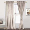 Jiuzhen Beige Velvet Curtains 90 Inches For Living Room - Soft Retro Blackout Velvet Drapes Rod Pocket Room Darkening Thermal In