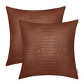 Brawarm Faux Leather Pillow Covers 22 X 22 Inches, Light Brown Leather Pillow Covers Pack Of 2, Crocodile Leather Decorative Thr