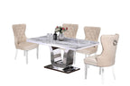 Best Quality Furniture 5Pc Dining Set (1 Table + 4 Chairs), White, Cream