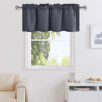 DWCN Grey Valance Curtains for Windows, 18 Inch Curtains Kitchen Valance Solid Short Topper - Rod Pocket Bathroom/Basement Curta