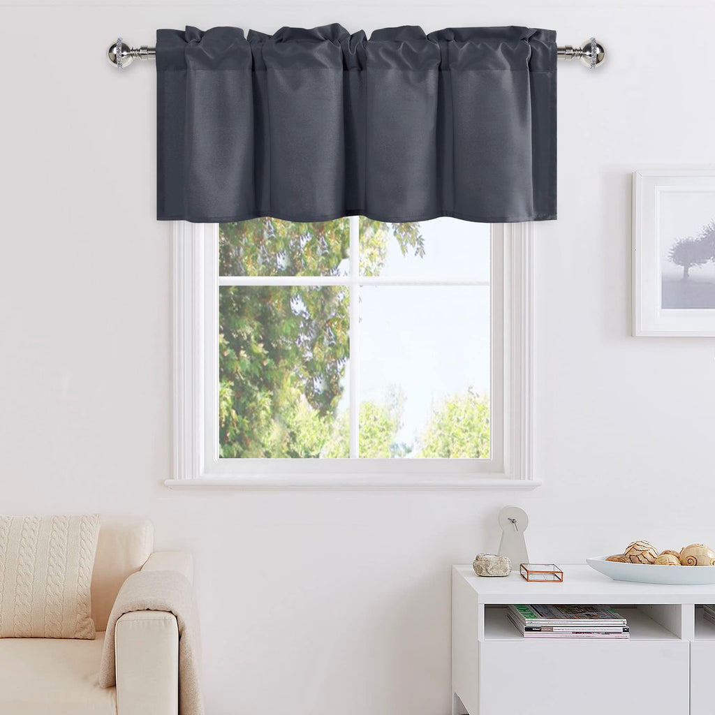 DWCN Fall Valance Curtains for Kitchen Windows, Solid Short Topper for Basement, Room Darkening Curtain Valance, Rod Pocket Bath