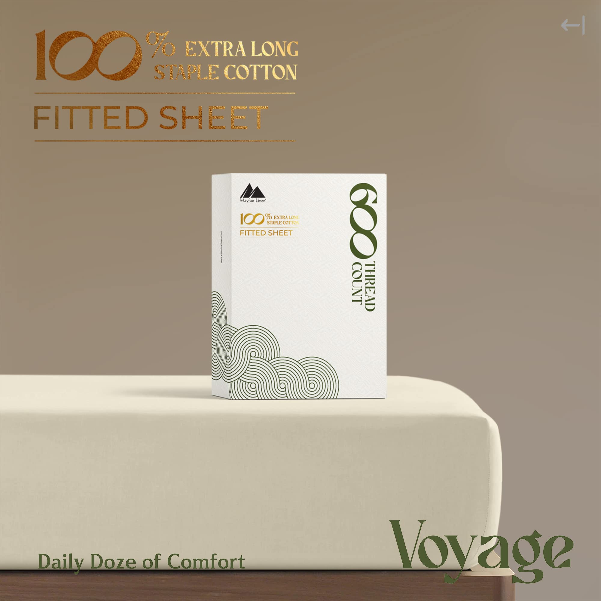 Mayfair Linen 100% Egyptian Cotton California King Fitted Sheet Only - 600 Thread Count Cal King Sheets Deep Pocket Fitted, Cooling Sateen No Pop-Off Bottom Sheet, Fits Mattress Upto 18' - Sand